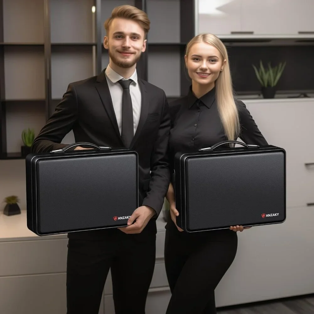 Fireproof Document Box with Fireproof Zipper, Hard Inner Shell Fireproof Documen